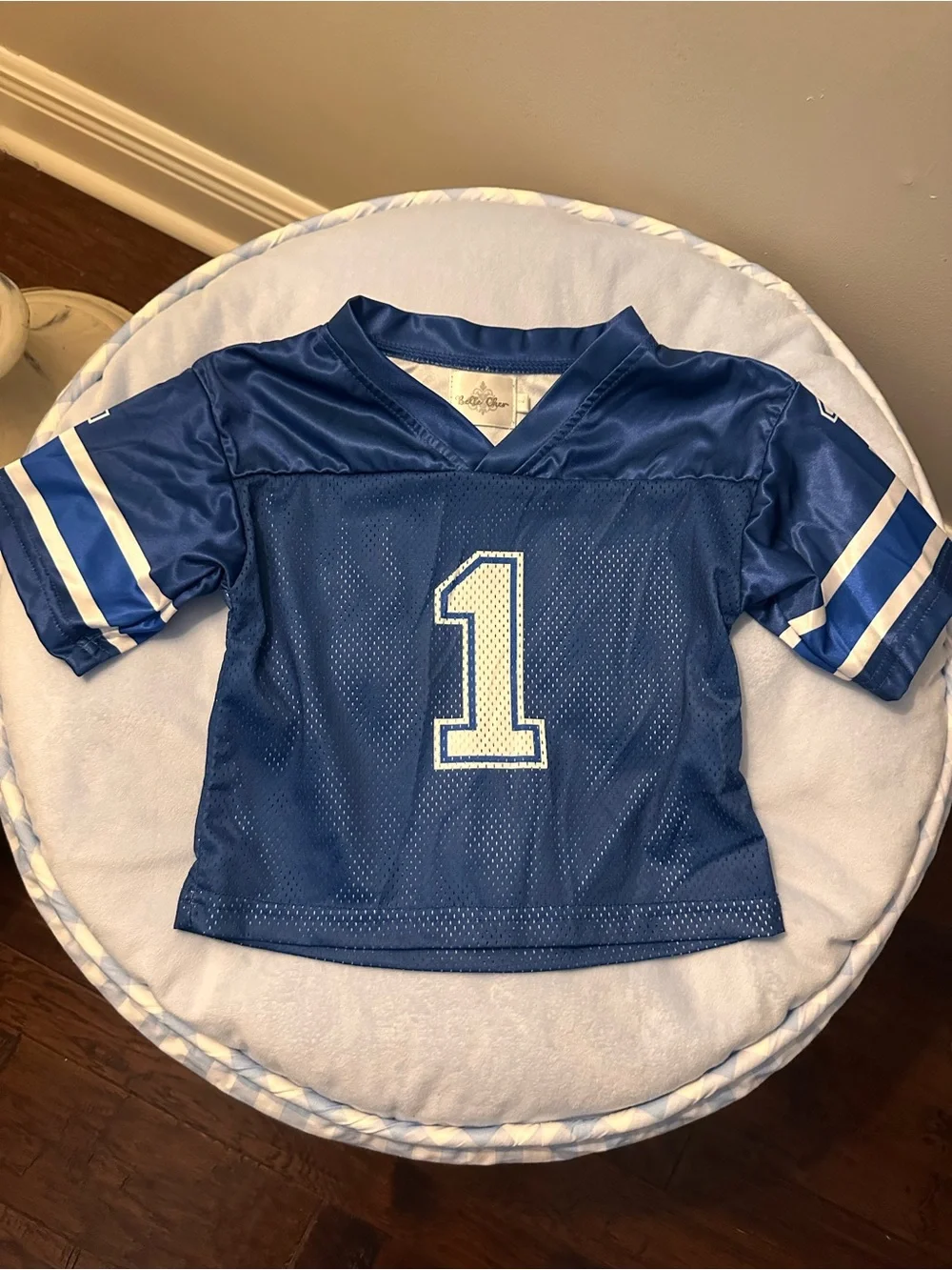 Kids Blue Football Jersey Top with Number 1 by